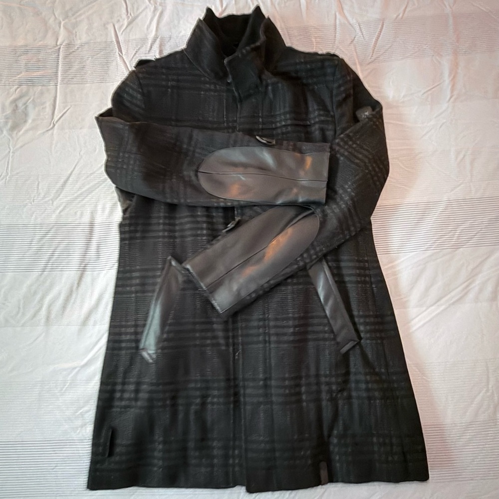 Rudsak Mens Black/charcoal Wool/Leather coat - Picture 7 of 15